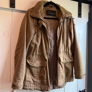 Guess Brown / Tan Quilted Hooded Jacket